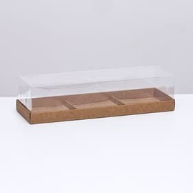 Коробка для муссовых пирожных 3 штуки, 26×8.5×6 Крафт