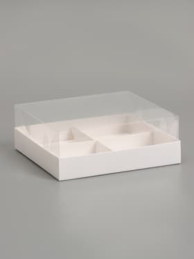 Коробка для муссовых пирожных, 4 штуки, 17×17×6 Белый