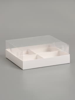 Коробка для муссовых пирожных, 4 штуки, 17×17×6 Белый