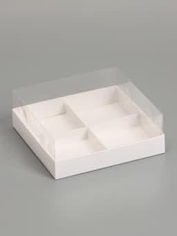 Коробка для муссовых пирожных, 4 штуки, 17×17×6 Белый