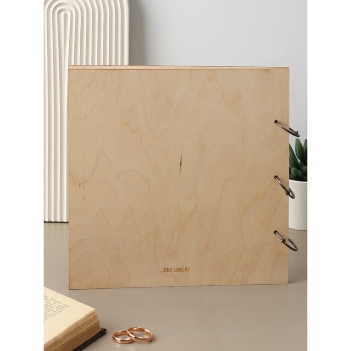 Книга пожеланий в деревянной обложке «Резные листья», 21×21 см