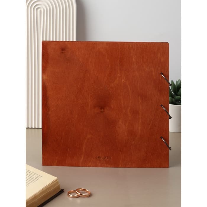 Книга пожеланий в деревянной обложке «Кольца», 21×21 см