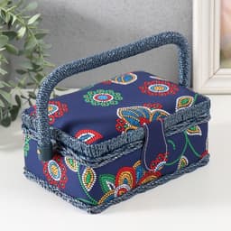 Шкатулка для рукоделия и шитья «Цветочная мозаика», хранение ниток, иголок, мелочи, 18×12×9.5 см