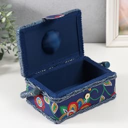 Шкатулка для рукоделия и шитья «Цветочная мозаика», хранение ниток, иголок, мелочи, 18×12×9.5 см