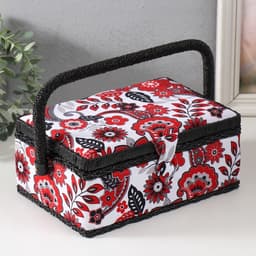 Шкатулка для рукоделия и шитья «Народный цветочный узор», хранение ниток, иголок, мелочи, 24×16×11 см