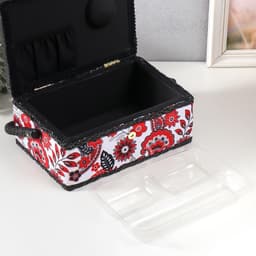 Шкатулка для рукоделия и шитья «Народный цветочный узор», хранение ниток, иголок, мелочи, 24×16×11 см