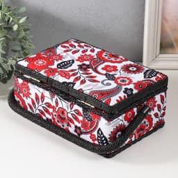 Шкатулка для рукоделия и шитья «Народный цветочный узор», хранение ниток, иголок, мелочи, 24×16×11 см