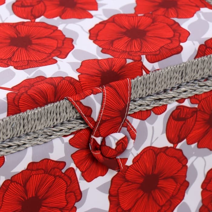 Шкатулка для рукоделия и шитья «Красные маки на белом», хранение ниток, иголок, мелочи, 19×26×14.5 см