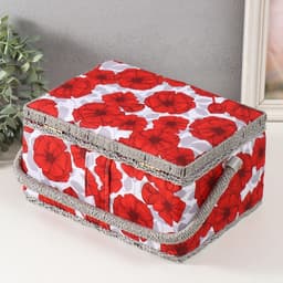 Шкатулка для рукоделия и шитья «Красные маки на белом», хранение ниток, иголок, мелочи, 19×26×14.5 см