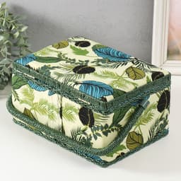 Шкатулка для рукоделия и шитья «Тропические листья на зелёном», хранение ниток, иголок, мелочи, 19×26×14.5 см