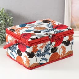 Шкатулка для рукоделия и шитья «Тропические листья», хранение ниток, иголок, мелочи, 19×26×14.5 см