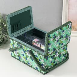 Шкатулка для рукоделия и шитья «Полевые цветы на зелёном», хранение ниток, иголок, мелочи, 19×26×14.5 см
