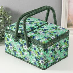 Шкатулка для рукоделия и шитья «Полевые цветы на зелёном», хранение ниток, иголок, мелочи, 19×26×14.5 см