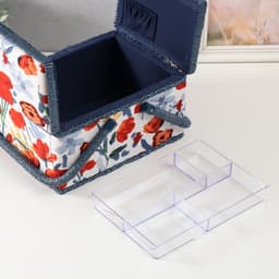 Шкатулка для рукоделия и шитья «Летние цветы на белом», хранение ниток, иголок, мелочи, 19×26×14.5 см