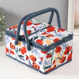 Шкатулка для рукоделия и шитья «Летние цветы на белом», хранение ниток, иголок, мелочи, 19×26×14.5 см