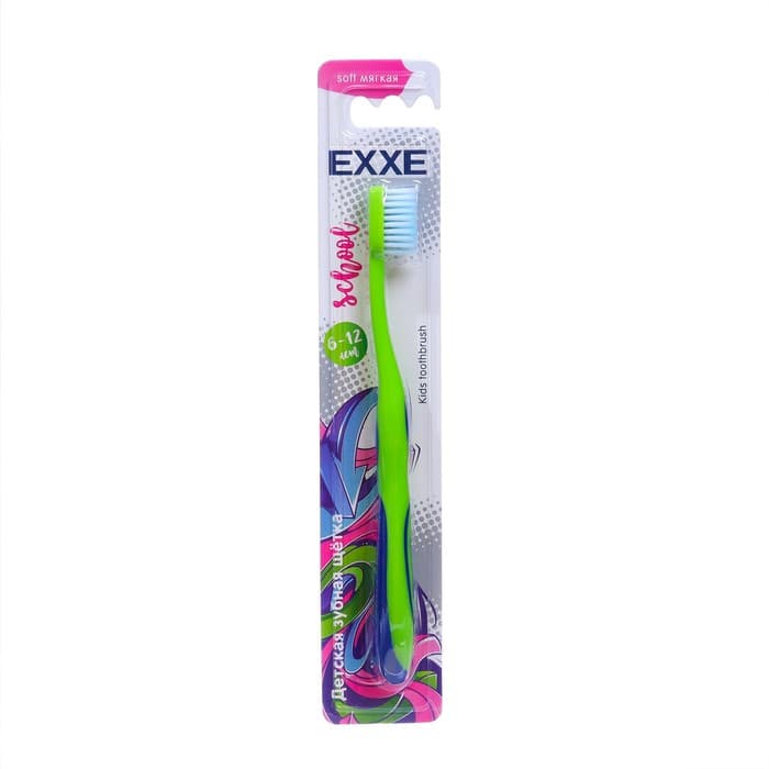 Детская зубная щетка EXXE school 6-12 лет, мягкая, МИКС
