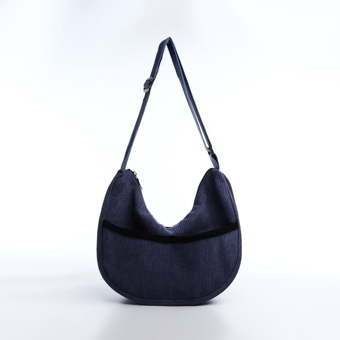 Сумка молодёжная на молнии, 32×10×20 см, тёмно-синяя