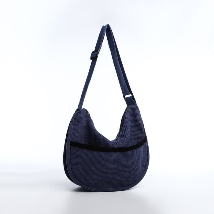 Сумка молодёжная на молнии, 32×10×20 см, тёмно-синяя