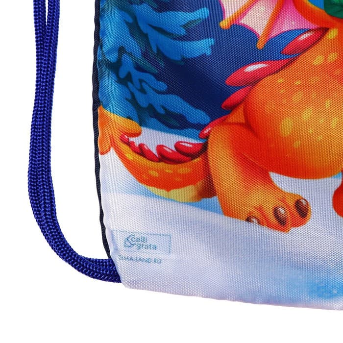 Мешок новогодний под сладости «Дракончик с подарками» (мягкий полиэстер плотностью 210D) 29×34 см