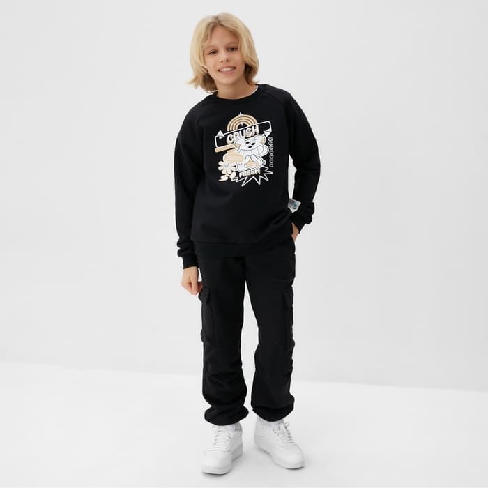Свитшот детский MINAKU, чёрный, рост 128 см