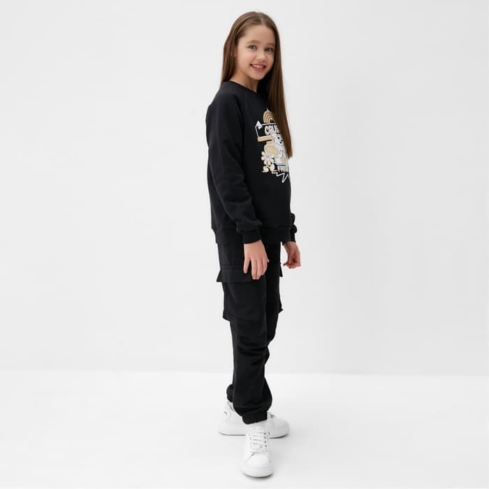 Свитшот детский MINAKU, чёрный, рост 164 см