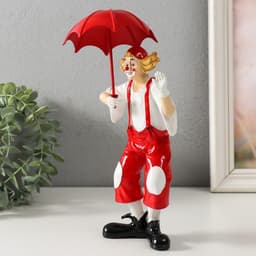 Фигурка полистоун «Клоун с красным зонтом», бело-красный, 11.5×9×24 см