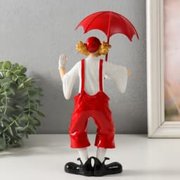Фигурка полистоун «Клоун с красным зонтом», бело-красный, 11.5×9×24 см
