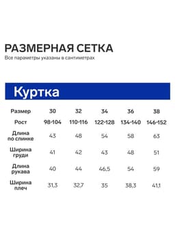 Куртка детская KAFTAN, размер 30 (98-104 см), синяя