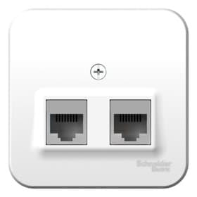 Розетка компьютерная двухместная ОП Blanca RJ45, категория 5E, с изолирующей пластиной, белая SE BLNIA045451