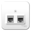 Розетка компьютерная двухместная ОП Blanca RJ45, категория 5E, с изолирующей пластиной, белая SE BLNIA045451