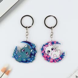 Брелок для ключей «Котики» парный набор, 2 шт., 6×6.1 см