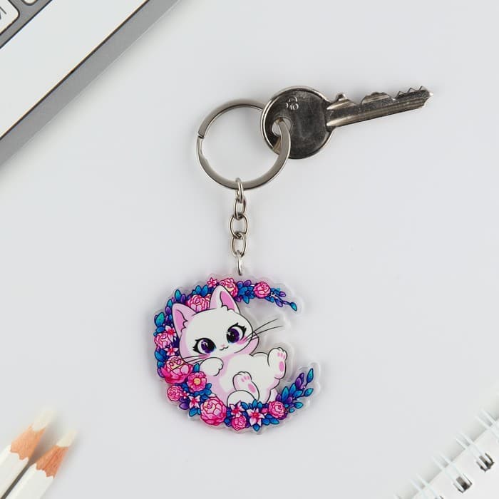 Брелок для ключей «Котики» парный набор, 2 шт., 6×6.1 см