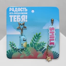 Серьги ассорти «Динозавр» SMILE, цветные в золоте