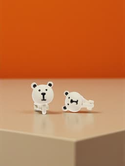 Серьги клипсы детские «Выбражулька. Мишки», черно-белые