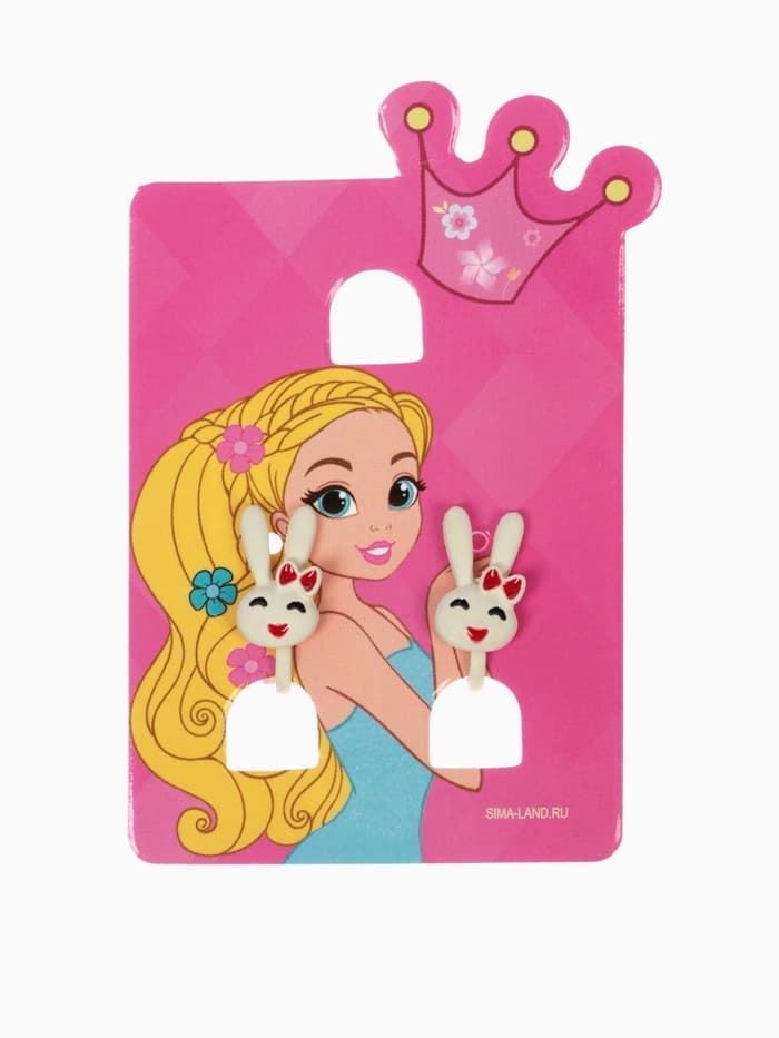 Серьги-клипсы детские «Выбражулька» зайчики, белые