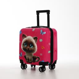 Чемодан детский 28 л (S), отдел на молнии, 4 колеса, розовый