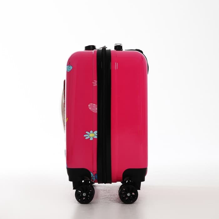 Чемодан детский 28 л (S), отдел на молнии, 4 колеса, розовый