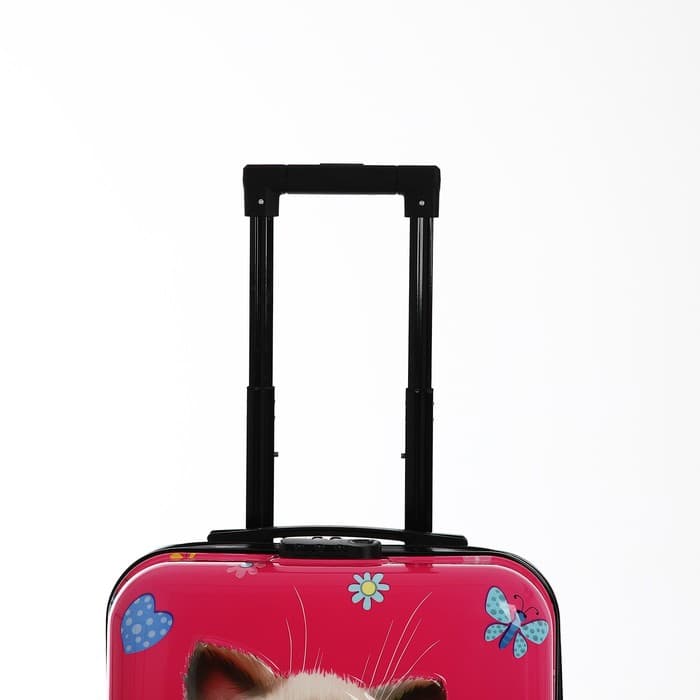 Чемодан детский 28 л (S), отдел на молнии, 4 колеса, розовый