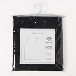Простыня 1.5-спальная «Этель» Jet black, 150×215 см, мако-сатин, хлопок 100%