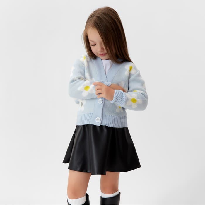 Кардиган для девочки KAFTAN «Ромашки», голубой, размер 36 (134-140 см)