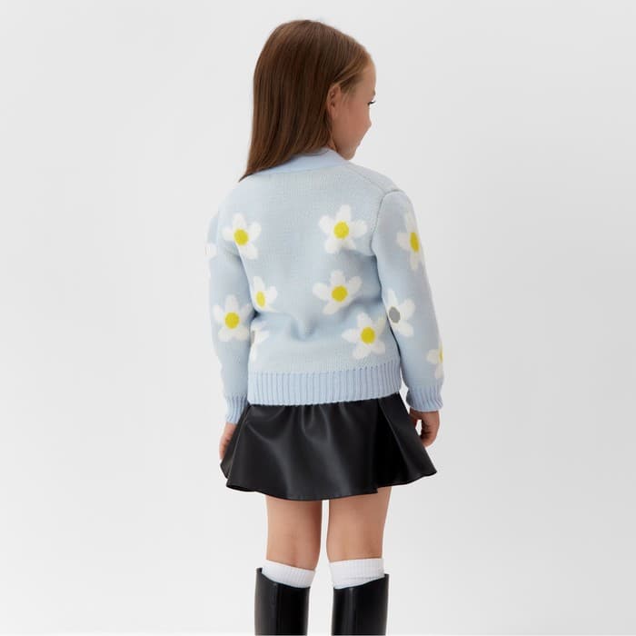 Кардиган для девочки KAFTAN «Ромашки», голубой, размер 36 (134-140 см)