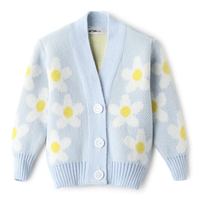 Кардиган для девочки KAFTAN «Ромашки», голубой, размер 36 (134-140 см)