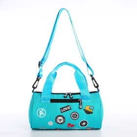 Сумка молодёжная на молнии, 28×15×15 см, бирюзовая