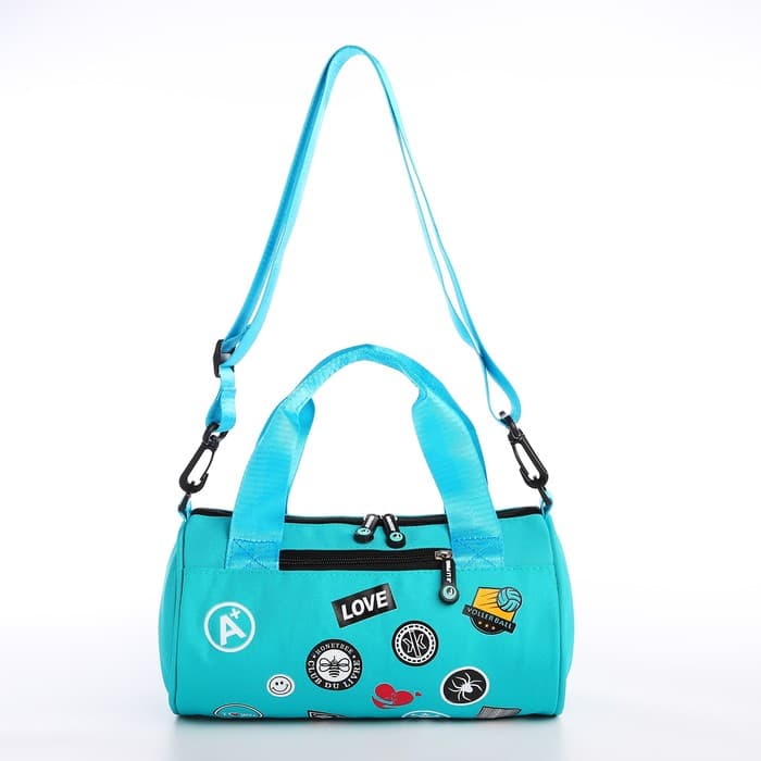 Сумка молодёжная на молнии, 28×15×15 см, бирюзовая