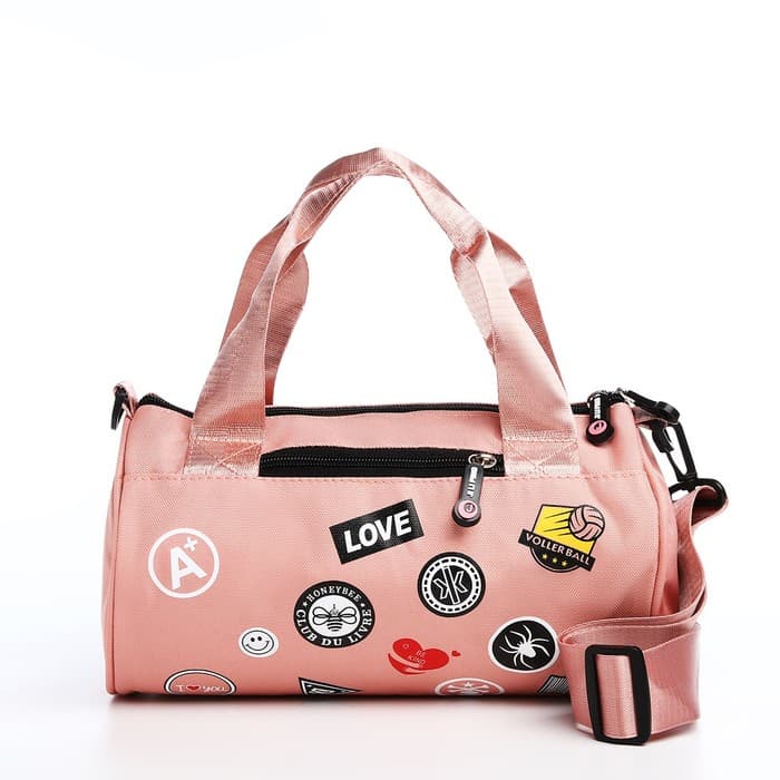 Сумка молодёжная на молнии, 28×15×15 см, розовая