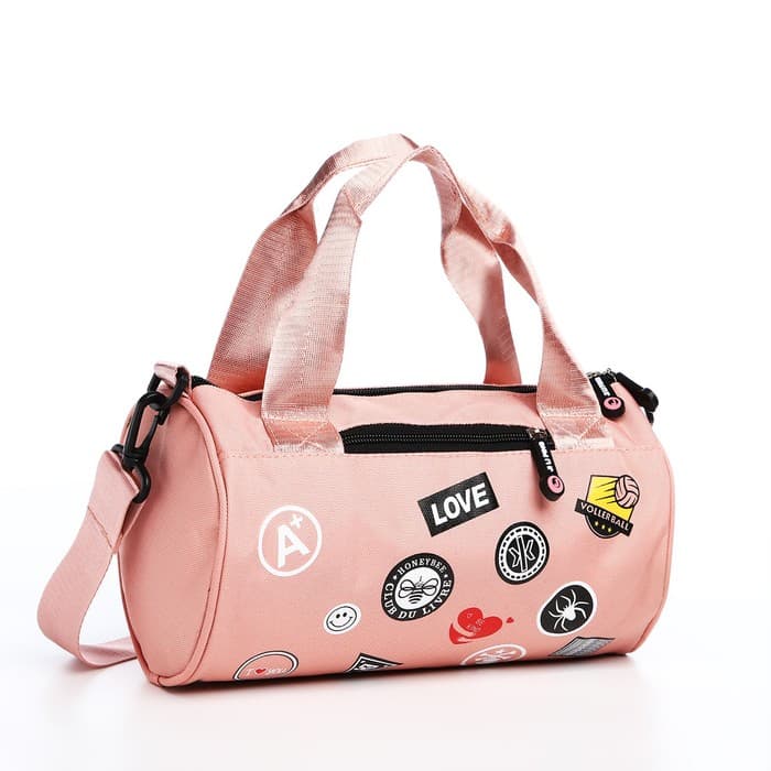 Сумка молодёжная на молнии, 28×15×15 см, розовая