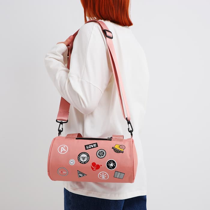 Сумка молодёжная на молнии, 28×15×15 см, розовая