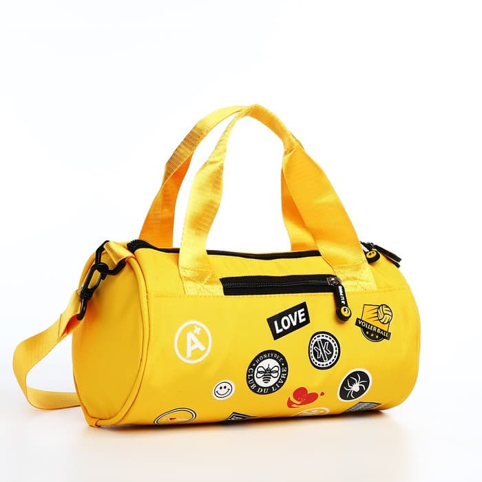 Сумка молодёжная на молнии, 28×15×15 см, жёлтая