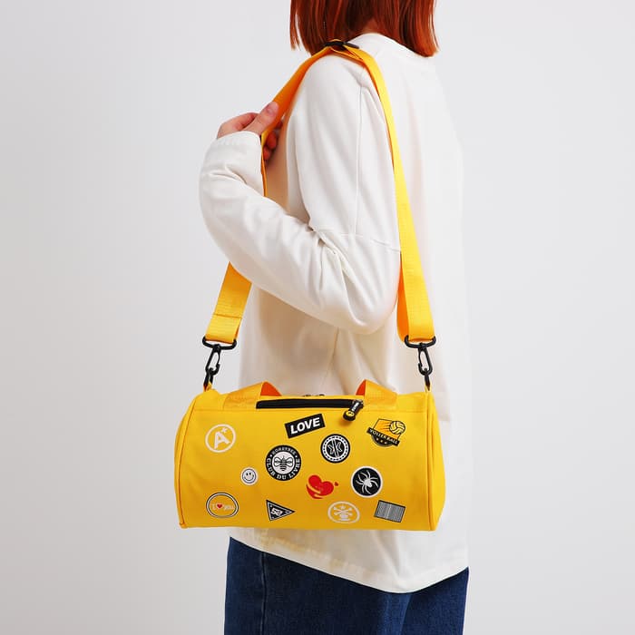 Сумка молодёжная на молнии, 28×15×15 см, жёлтая