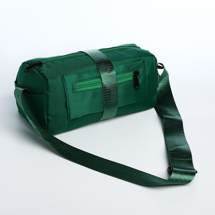 Сумка молодёжная на молнии, 25×12×12 см, зелёная